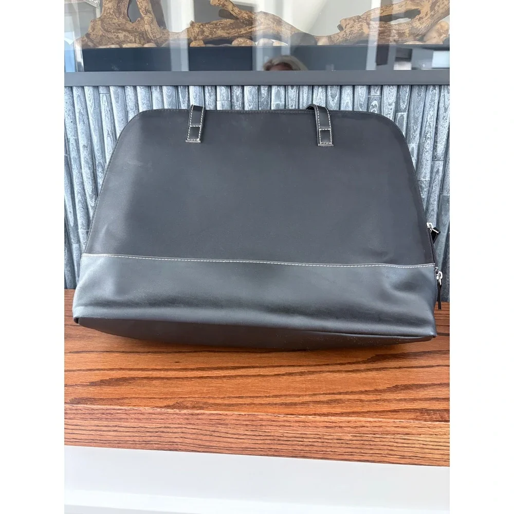 Black Nylon Laptop Tote Bag Pink Lining Professional Work Briefcase Shoulder Bag